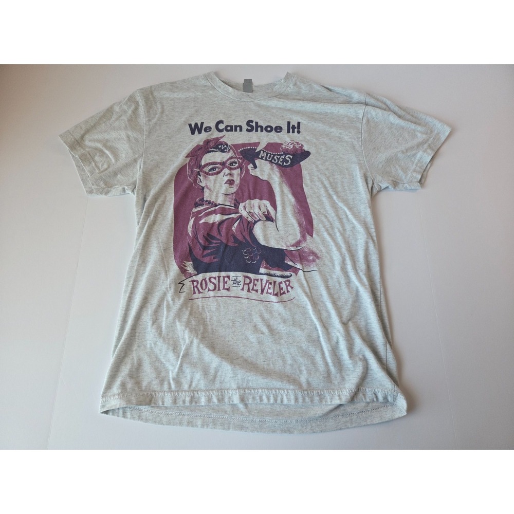 Rosie The Reveler Shirt Womens Medium Gray We Can Shoe It Classic Dirty Coast